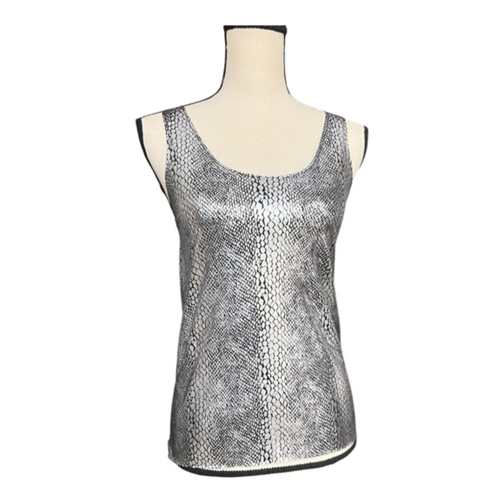 Women's Snake Embossed Black and White  Sleeveless Tank Top Size S